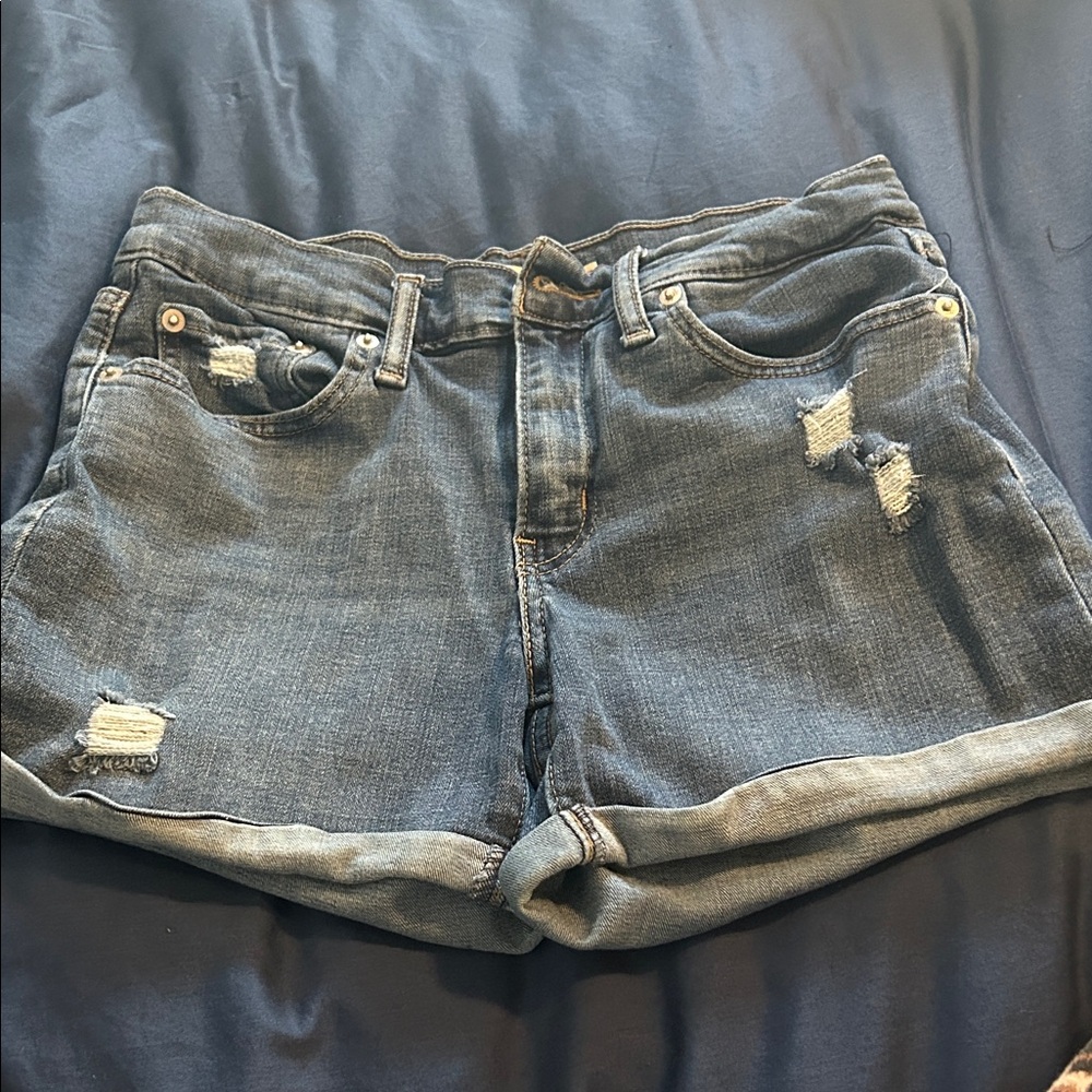 Levi's Blue Distressed Jean Shorts